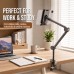 Adjustable Tablet & Phone Holder Stand Clamp-On Metal Arm, 12–24 cm Wide Compatibility, Multi-Angle Bed Desk Mount for Reading, Streaming, Video Calls, Home Office Dorm