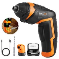 TACKLIFE 3.6V Electric Screwdriver, Cordless USB Rechargeable, 33pcs Driver Bits, LED Light