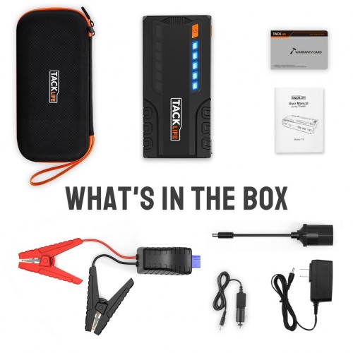 TACKLIFE - Booster battery, car jump starter, power battery 18000mAh 800A,  dual output USB (5V/9V) - T8