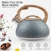 LUXGRACE 2.5 QT Tea Kettle, Whistling Tea Pot with Wood Pattern Handle, Stainless Steel for Stovetops - T02