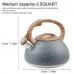 LUXGRACE 2.5 QT Tea Kettle, Whistling Tea Pot with Wood Pattern Handle, Stainless Steel for Stovetops - T02