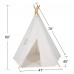 OUTREE Kids Teepee Tent, 47"D x 65"H Natural Cotton Canvas Tent with 5 Wooden Poles, Carry Bag for Kids Indoor Outdoor Play