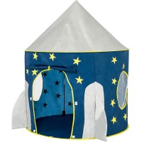 Kids Rocket Spaceship Tent, Foldable Pop Up Tent with Storage Bag for Babies. Kids, Indoor, Outdoor (Blue)