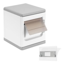 Waterproof Toilet Paper Holder, Wall Mounted, No Drill, White and Gray