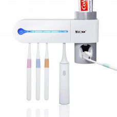 UV Toothbrush Holder, Toothpaste Dispenser with 5 Toothbrush Sterilizer Holder Wall For Household Bathroom
