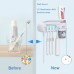 UV Toothbrush Holder, Toothpaste Dispenser with 5 Toothbrush Sterilizer Holder Wall For Household Bathroom