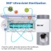 UV Toothbrush Holder, Toothpaste Dispenser with 5 Toothbrush Sterilizer Holder Wall For Household Bathroom