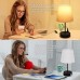 Bedside Table Lamp, Touch Control Lamp with Dual USB Charging Port, Outlet, 3-Way Dimmable, 2700K LED Bulb for Home, Bedroom, Office - HM-TD-9W-022