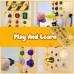  Toddler LED Busy Board | Wooden Montessori Sensory Toy with Light Switches, Buttons, Cords, Key & Plug | Portable Travel Activity Board for Kids, Fine Motor Play
