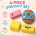 Food Themed squishy toys, squishy toys, slow-rising, fidget set, 4-pack, ages 3+ Food Themed squishy toys, squishy toys, slow-rising, fidget set, 4-pack, ages 3+