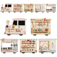 Wooden Wall Activity Train Toy Set 5-in-1 Montessori Learning Panels Wall-Mounted Busy Board Fine Motor & Role Play Toy for Toddlers & Preschool Kids Wooden Wall Activity Train Toy Set 5-in-1 Montessori Learning Panels Wall-Mounted Busy Board Fine Motor & Role Play Toy for Toddlers & Preschool Kids