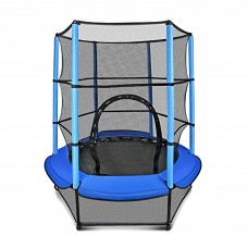 Toytexx 43 Inches (110 cm) Diameter Kids Trampoline with Enclosure Safety Net, Safety Pad and Edge Cover, Heavy Duty 110 KG Frame Round Trampoline with Built-in Zipper for Indoor Outdoor-Blue Color 