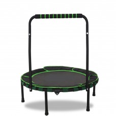 Mini Trampoline for Kids 36 inches Foldable Trampoline with Safety Handrail, Padded for Indoor/Outdoor Use (Black/Green)