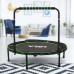 Mini Trampoline for Kids 36 inches Foldable Trampoline with Safety Handrail, Padded for Indoor/Outdoor Use (Black/Green)