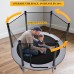 Trampoline For Kids, 5 FT Hexagon Trampoline with Net Enclosure for Indoor/ Outdoor (Grey)