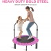 36-Inch Mini Trampoline for Kids, Toddler Jumping Trampoline with Adjustable Handrail, Safety Padded Cover for Indoor/Outdoor (Pink)