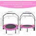 36-Inch Mini Trampoline for Kids, Toddler Jumping Trampoline with Adjustable Handrail, Safety Padded Cover for Indoor/Outdoor (Pink)