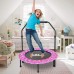 36-Inch Mini Trampoline for Kids, Toddler Jumping Trampoline with Adjustable Handrail, Safety Padded Cover for Indoor/Outdoor (Pink)