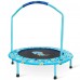 Mini Trampoline for Kids 38 inches Foldable Trampoline with Adjustable Handrail, Safety Padded for Indoor/ Outdoor (Blue)