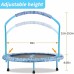 Mini Trampoline for Kids 38 inches Foldable Trampoline with Adjustable Handrail, Safety Padded for Indoor/ Outdoor (Blue)