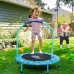 Mini Trampoline for Kids 38 inches Foldable Trampoline with Adjustable Handrail, Safety Padded for Indoor/ Outdoor (Blue)