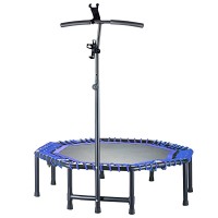 48-inch Trampoline for Kids and Adults, Octagon Shaped Jumping Trampoline with Adjustable Handrail, Foldable Design for Indoor/Outdoor Exercise