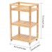 3 Tier Rolling Storage Shelf, Solid Wood Utility Cart with Wheels for Home, Living Room, Bathroom, Kitchen - BSB-TC-001