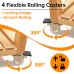 3 Tier Rolling Storage Shelf, Solid Wood Utility Cart with Wheels for Home, Living Room, Bathroom, Kitchen - BSB-TC-001