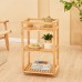 3 Tier Rolling Storage Shelf, Solid Wood Utility Cart with Wheels for Home, Living Room, Bathroom, Kitchen - BSB-TC-001