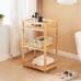 3 Tier Rolling Storage Shelf, Solid Wood Utility Cart with Wheels for Home, Living Room, Bathroom, Kitchen - BSB-TC-001
