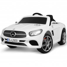 UENJOY 12V Mercedes-Benz SL500 Kids Ride On Car with Remote Control, Music, Horn, Spring Suspension, Safety Lock (White)