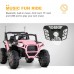 UENJOY 12V UTV Two Seater Ride On Truck with 2.4G Remote Control, Bluetooth, USB, AUX, Music, Horn, Spring Suspension (Pink)