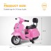 UENJOY PX150 Mini 6V Kids Ride On Electric Motorcycle Vespa Battery Powered Motor Bike with Auxiliary Wheels, LED Lights, Music, Backrest Seat, For Ages 2-4