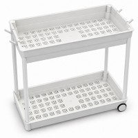2-Tier Under Sink Organizer with Wheels and Hooks, White Storage Shelf 2-Tier Under Sink Organizer with Wheels and Hooks, White Storage Shelf