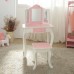 TEAMSON Vanity Table and Stool Set with Tri-Fold Mirror, Storage Drawer, Twinkle Star Print for Kids - TD-11670K