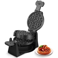FOHERE Waffle Maker, Belgian Waffle Maker Iron 180° Flip Double Waffle, 8 Slices, Rotating & Nonstick Plates, Removable Drip Tray, Cool Touch Handle - GH-6005