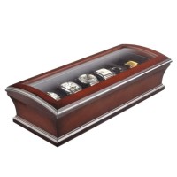 Solid Wood Watch Box, 6-Slot Watch Organizer with Black Velvet Pillows, Glass Top, Dust-Proof - 2500375