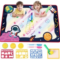 Water Doodle Mat 110 x 75cm, Water Drawing Mat with 2 Magic Pen, 3 Stamps, 3 Drawing Mold and 1 Roller Painting Tools Educational Toy for Children, Kids 3+ - RE333-163