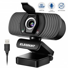 1080P Webcam with Microphone, Full HD Camera with Privacy Cover for PC Laptop, Desktop, Plug and Play for Conference Call, Skype, Zoom - ECG-C01