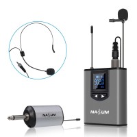 NASUM Wireless Lapel Microphone with Bodypack Transmitter, Headset Lavalier System for Podcast, Vlog, Interview, Teaching