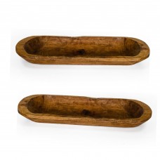 Natural Wood Dough Bowls 2-Pack 51cm Rustic Centerpiece Natural Wood Dough Bowls 2-Pack 51cm Rustic Centerpiece