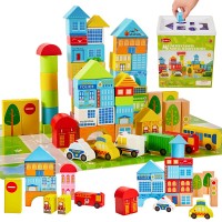 62 PCS Educational Wooden Building Blocks, DIY Colourful Wooden Toy with Storage Box for Children, Kids, Ages 3+