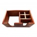 6-Compartment Desktop Organizer, 26 x 16 x 11 cm Wooden Box Caddy with Mahogany Finish