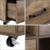 Wooden File Cabinet, Lateral Filing Cabinet Printer Stand with Wheels, 2 Drawers, Storage Shelves, Door Cabinet for Home, Office - HMC-MW-027