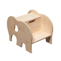 Wooden Step Stool for Kids, Two-Step Stepping Stool with Cute Elephant Shape for Kitchen, Bathroom, Bedroom