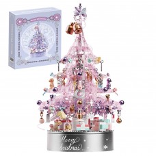 Christmas Tree Building Set, 730 Pieces, Music Box, Pink