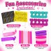 Fashion Girl Hair Chalk Beauty Set for Girls, Temporary Hair Color Makeup Kit with Stamp Markers, Lip Gloss, Nail Polish, Eye Shadow & Accessories for Dress-Up, Parties & Gifts